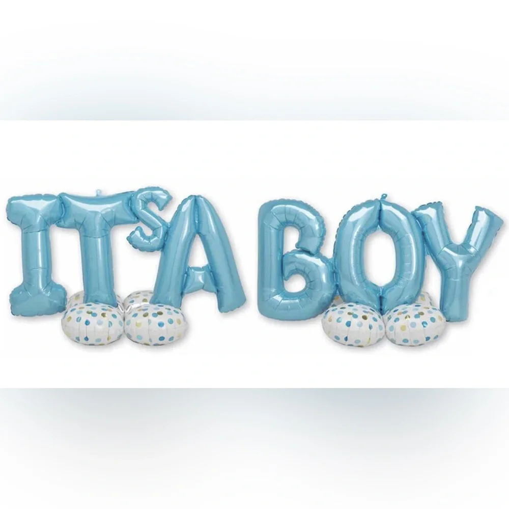 It’s A Boy Balloons Yard Decor Gender Reveal Blue White 8 Feet Indoor Outdoor